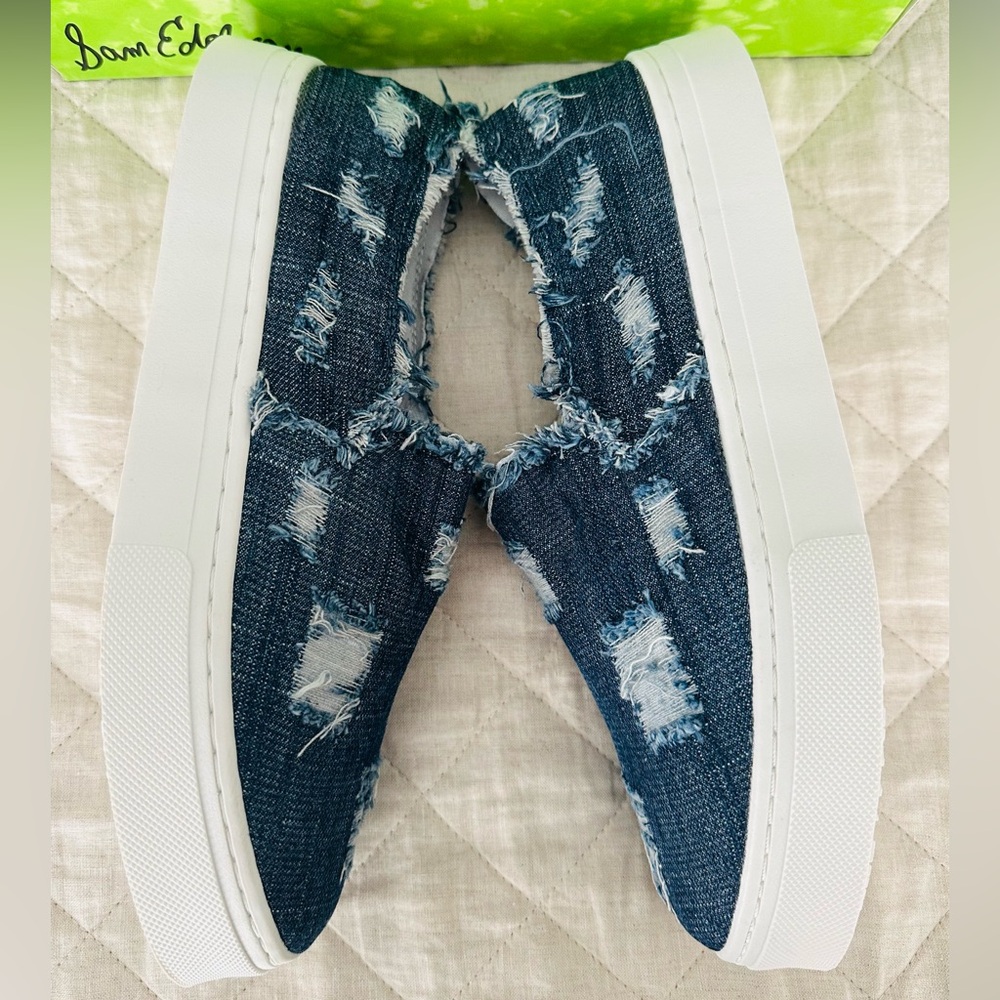 Sam Edelman Lacey Slip-On
Platform Sneakers in Distressed Denim. W10.5 NWT ππ€ - Picture 8 of 8